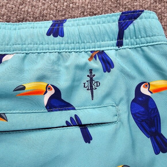 LRD Swim Trunk Shorts Mens 2XL Blue Toucan Print Swim Wear Mesh Lined Drawstring - Picture 8 of 8